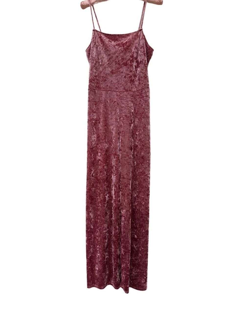 Free Press women’s M pink velvet sleeveless one piece romper pant spaghetti stra